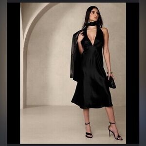Banana Republic Black Silk Halter Dress - Size 16 Tall